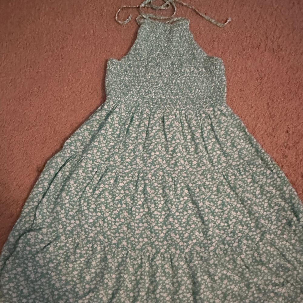Floral Green Kids Dress